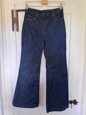 DKNY Dark Wash Wide Leg Flare Jeans Y2K 70s Style Size 8